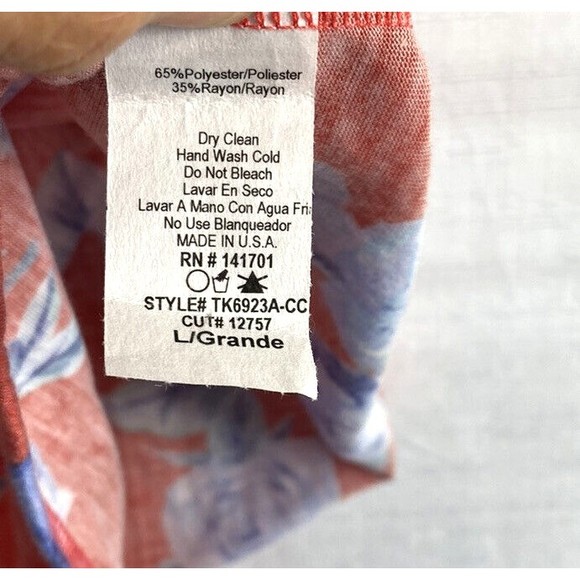 143 Story By Line Up Womens Blouse Top Red Floral Off The Shoulder Size Large - Picture 5 of 7